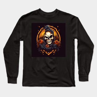 scary witch with pumpkins Long Sleeve T-Shirt